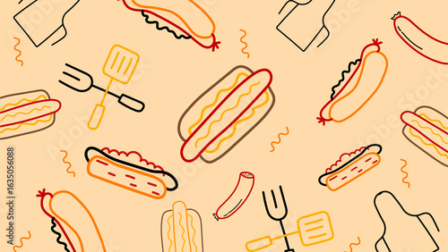 Grill tool and hot dog background