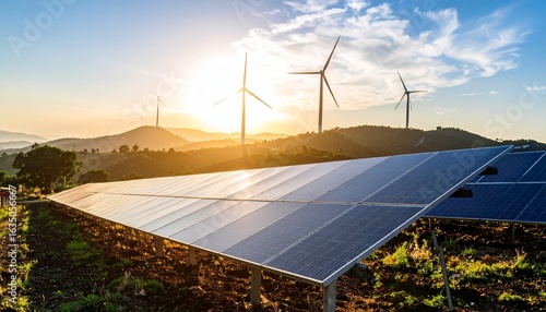 solar panels and wind turbines