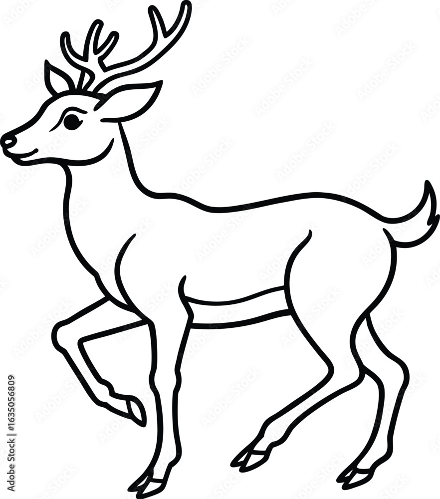 Obraz premium Running Deer Line Drawing