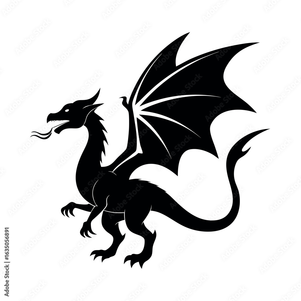 Fototapeta premium Mythical dragon with outstretched wings