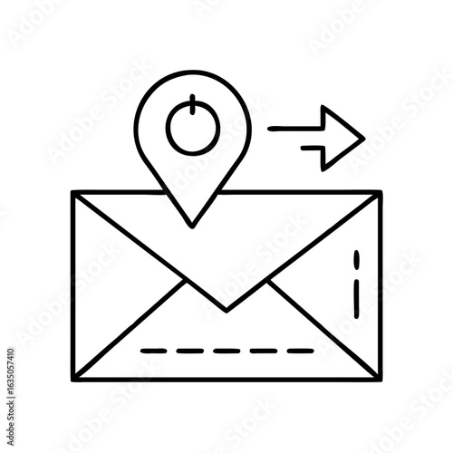 Return address icon with location pin and envelope outline