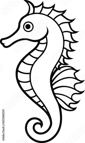 One Line Art Seahorse