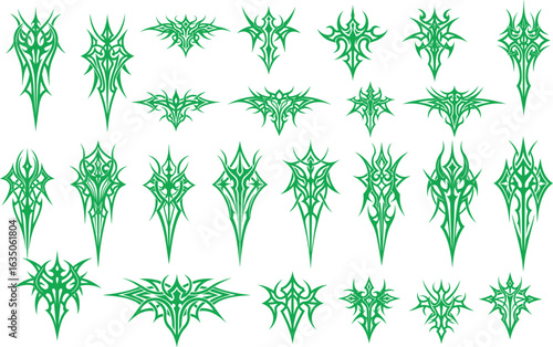 Vector tribal tattoo. Silhouette illustration. Isolated abstract element set.