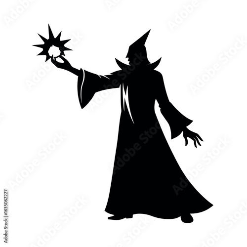 Silhouette of a mage casting a glowing spell
