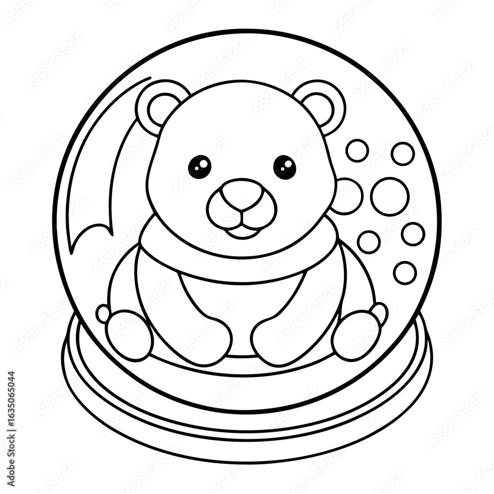 Fototapeta premium printable happy polar bear cuddling cub outline