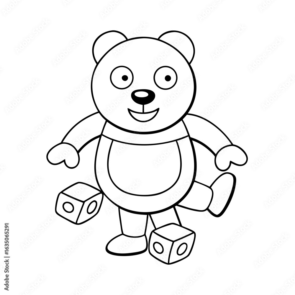 Obraz premium printable smiling polar bear ice fishing outline