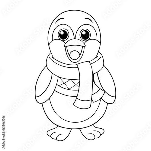 printable smiling penguin singing carols outline