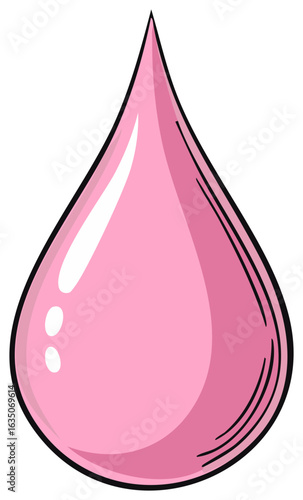 A stylized illustration of a single pink droplet with highlights and shading