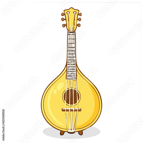 Detailed vector illustration of a Cavaquinho instrument, traditional Portuguese stringed instrument for music lovers