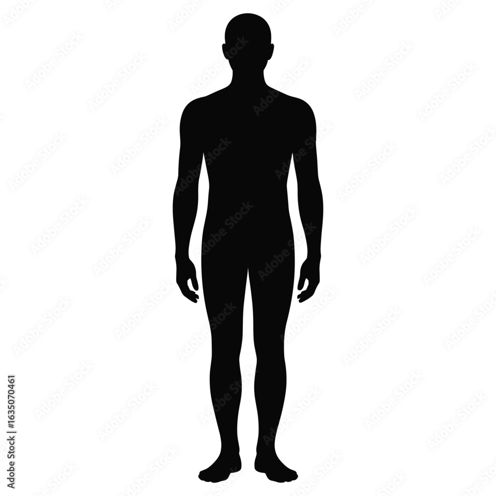Fototapeta premium Full body human male standing silhouette facing forward