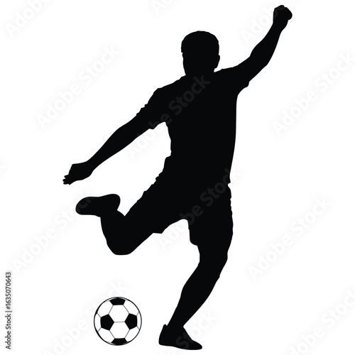 Soccer player kicking ball in dynamic action silhouette