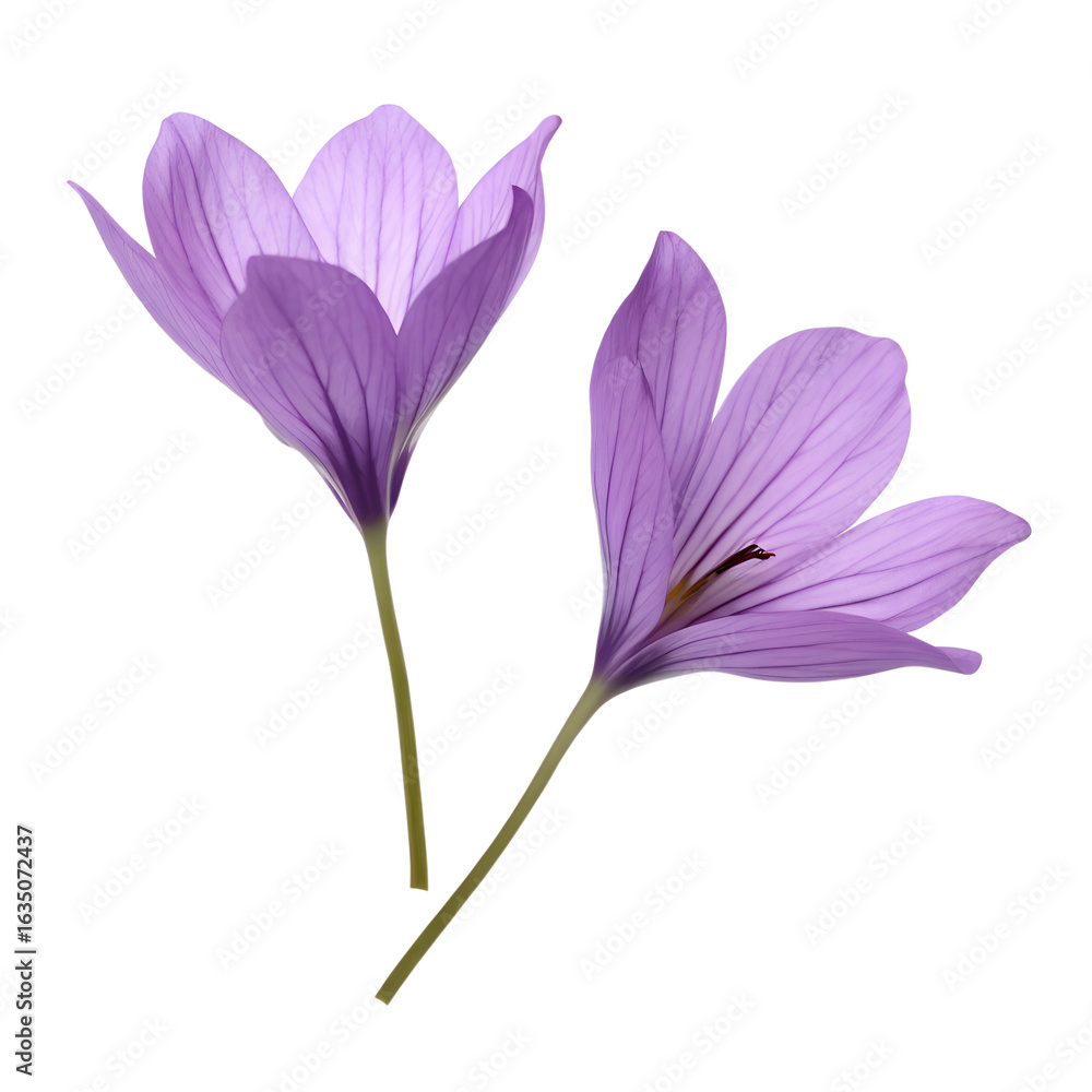 Naklejka premium A purple flower with a stem is the main focus of the image