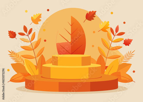 autumn product background autumn sale September October autumn season product display background vector 