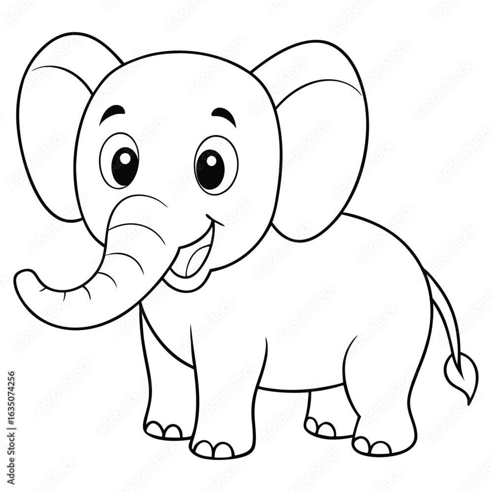 Fototapeta premium Cute cartoon baby elephant silhouette