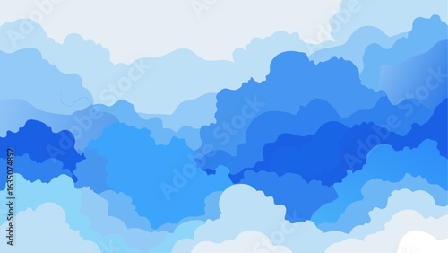 Abstract blue cloudscape with gradient layers