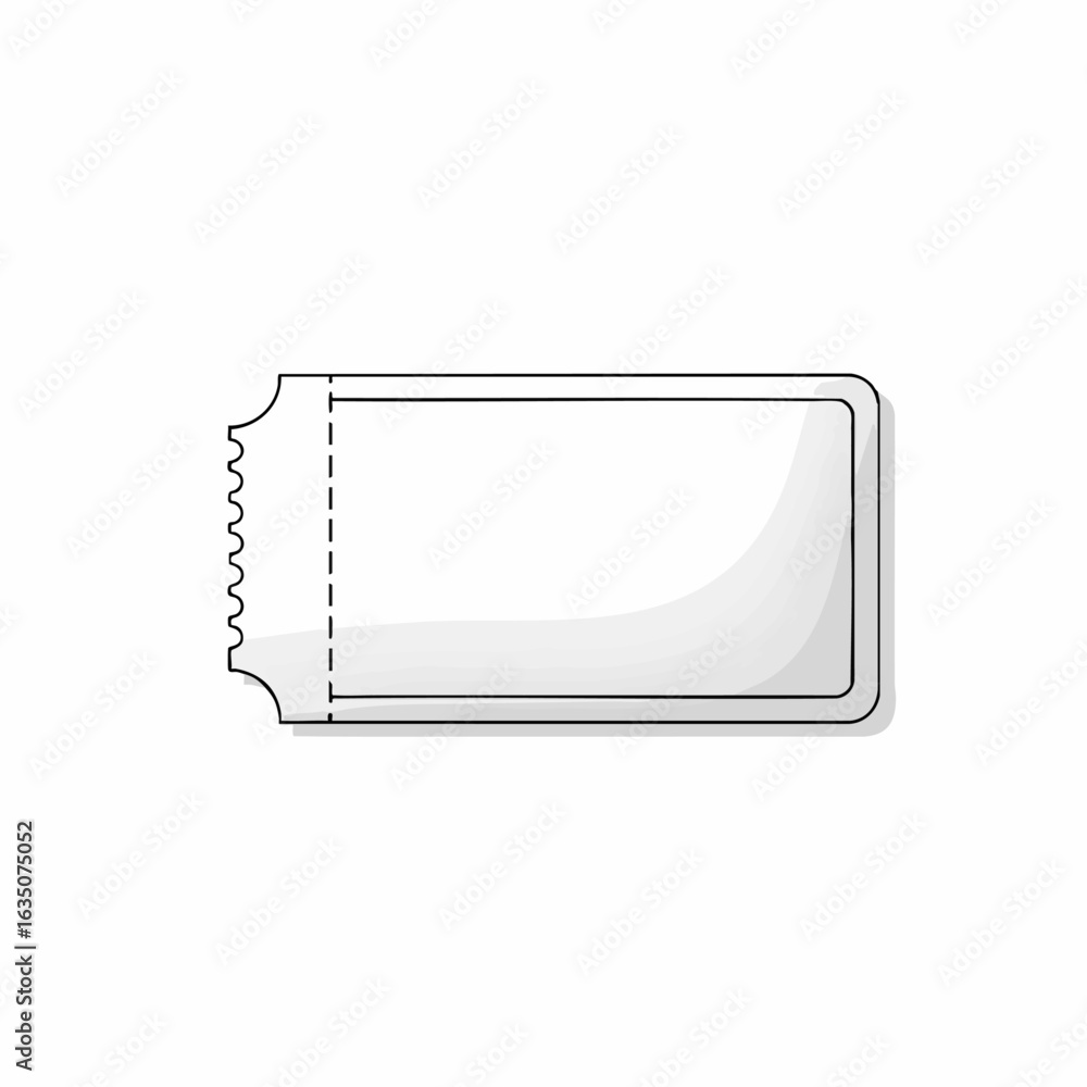 Fototapeta premium Vector Template for Blank Ticket Stub with Decorative Edges for Graphic Design Projects, Event Planning Resources, and Digital Art Creations 