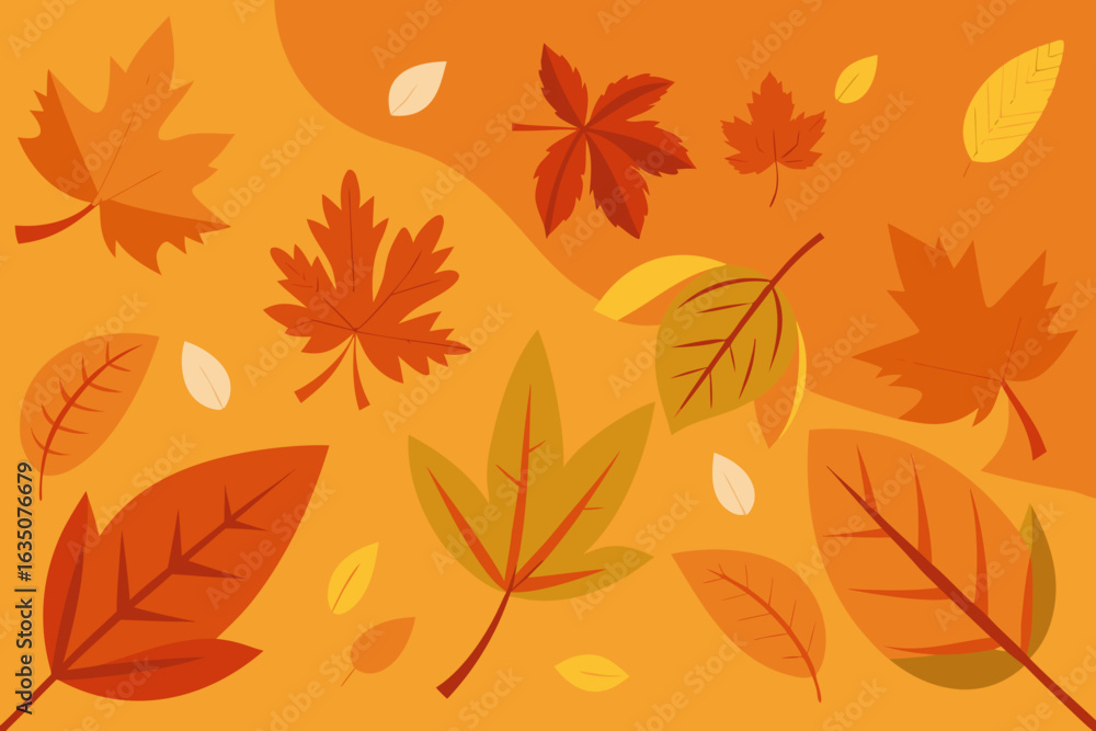 Fototapeta premium Orange background with autumn leaves 
