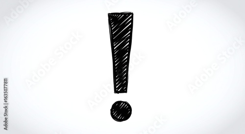 Hand-Drawn Exclamation Mark A Simple, Sketchy Illustration of an Attention-Grabbing Symbol