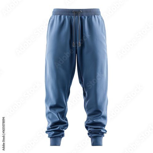 Stylish Blue Sweatpants: A clean studio shot showcases a casual yet fashionable pair of blue sweatpants, perfect for comfortable everyday wear.
