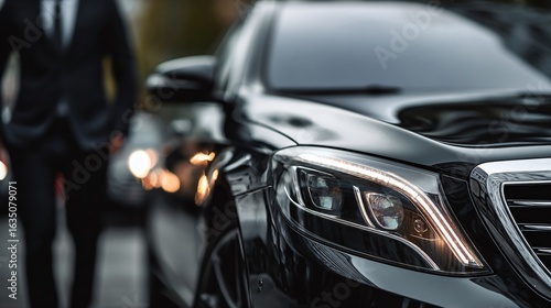 Luxury Car Chauffeur Close to Vehicle - Professional Driver Closeup