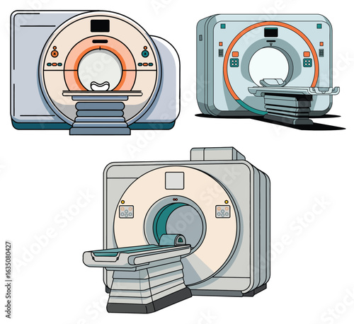 Medical CT MRI Scanner Vector Set - Hospital Radiology Imaging Equipment Machine Illustration Collection