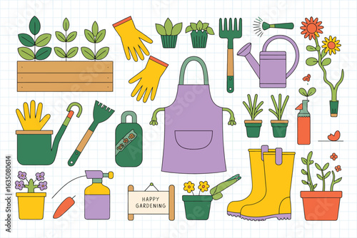 Gardening tools and supplies for planting and growing plants