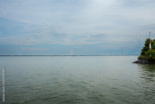 View of the Lake Balaton at Badacsony in the evening.Summer season.