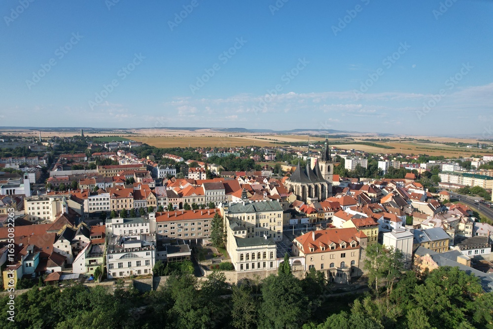 Obraz premium Louny historical town and city center aerial panorama, Ceske Stredohori,Bohemia Czech republic, old town square and streets landmark