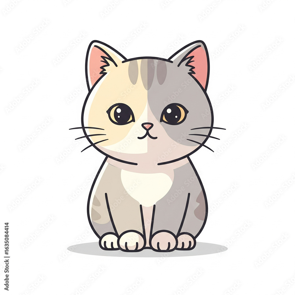 Obraz premium Vector of cute cat sitting, minimal flat style