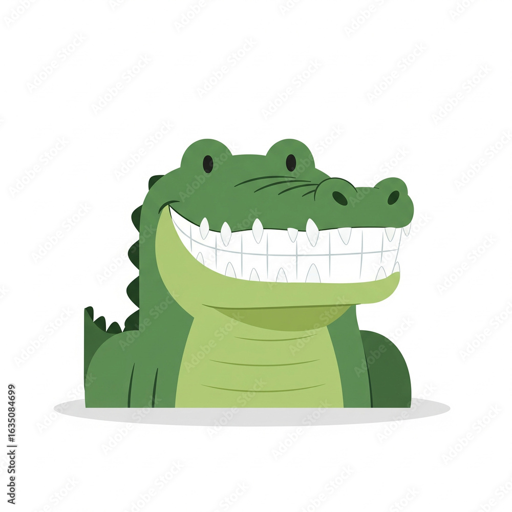 Obraz premium Minimal flat vector of smiling crocodile with teeth