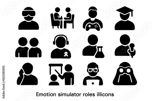 Operator emotion icons student icon observer social trainer communicator vector simulator entertainer