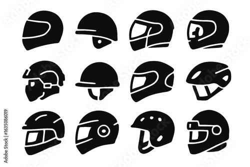 Full sport open modular vector collection helmet face racing futuristic icon
