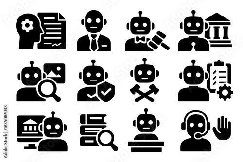 Lawyer ai checker client reviewer advisor legal analyst icon policy trial vector