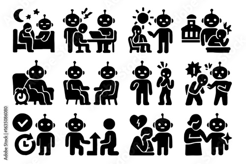 Focus stress health mental morning unwind icons vector productivity therapy help icon