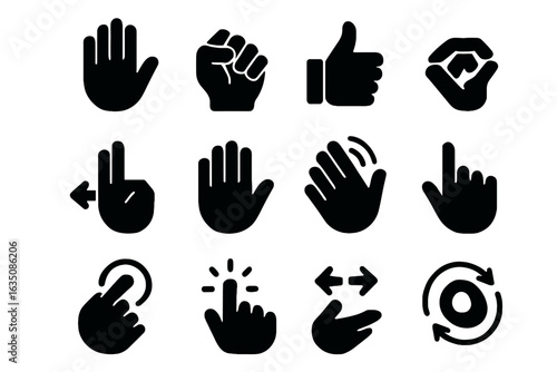 Vector wave icon icons zoom right pinch gesture left open hand fist