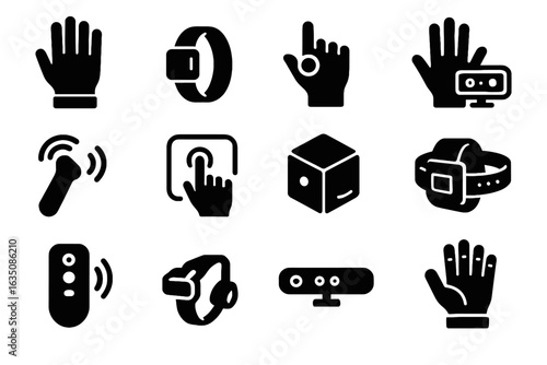 Remote icon pad gesture armband glove vr icons wristband vector controller depth