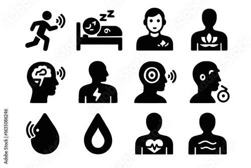 Tracking vector icon cardiac reaction breathing regulation bio monitoring sleep mental implant