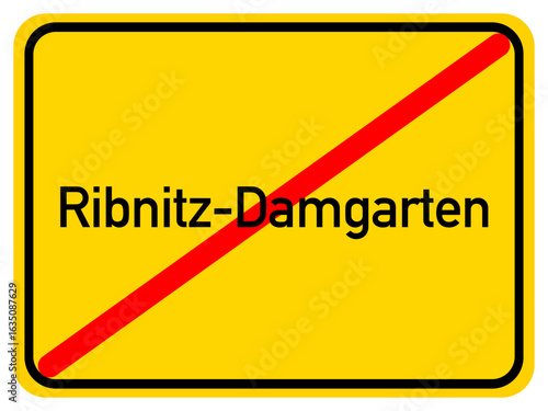 Illustration of a city exit sign for the city of Ribnitz-Damgarten