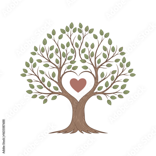 A stylized illustration of two trees forming a heart shape, symbolizing connection and love.