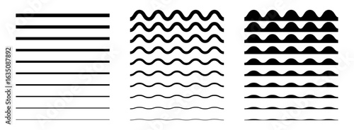 Straight and Wavy Line Dividers Collection – Adjustable Stroke Widths Vector