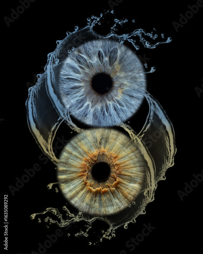 Abstract Dual Iris in Infinity Shape on Black Background