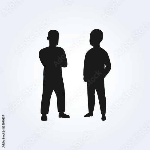 a flat illustration of two boys standing together
