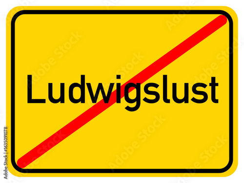 Illustration of a city exit sign for the city of Ludwigslust