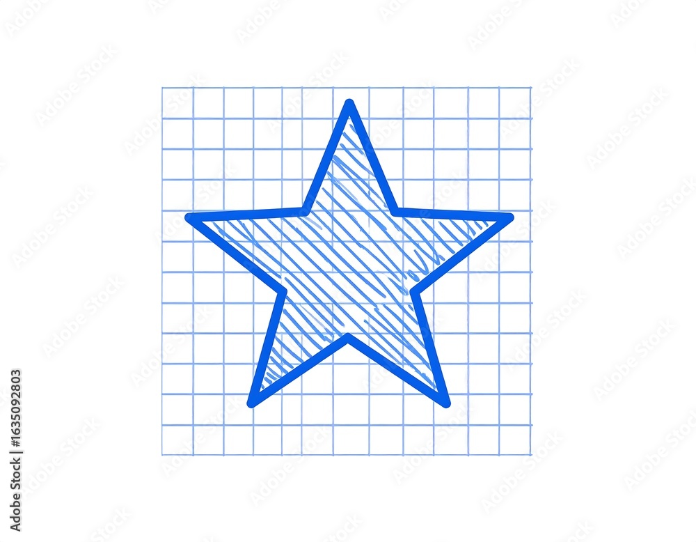 Obraz premium Hand-drawn star on grid paper