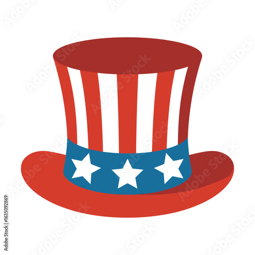 Uncle sam top hat with red white and blue stripes and stars