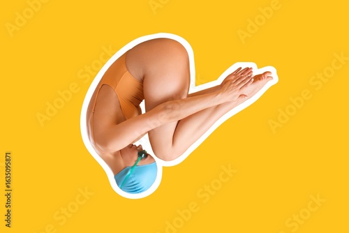 Female swimmer doing flip o...