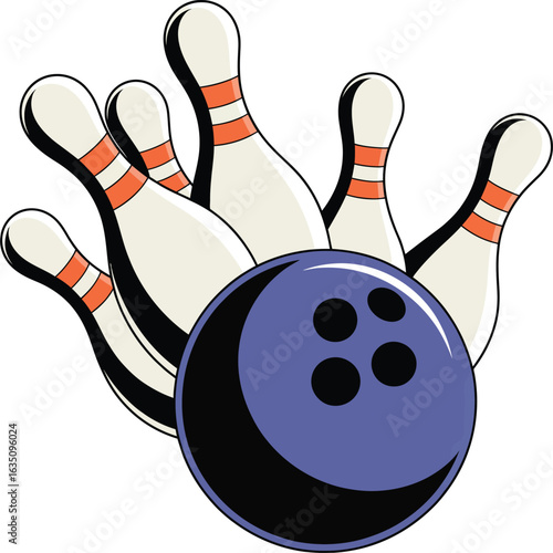 Bowling ball and pins ready for a strike