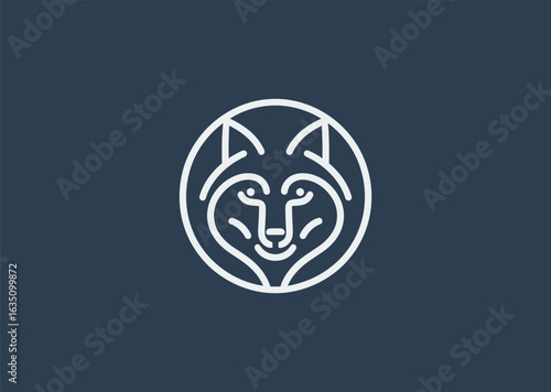Bilde på lerret Wolf line logo symbolizing instinct, freedom, and focused determination