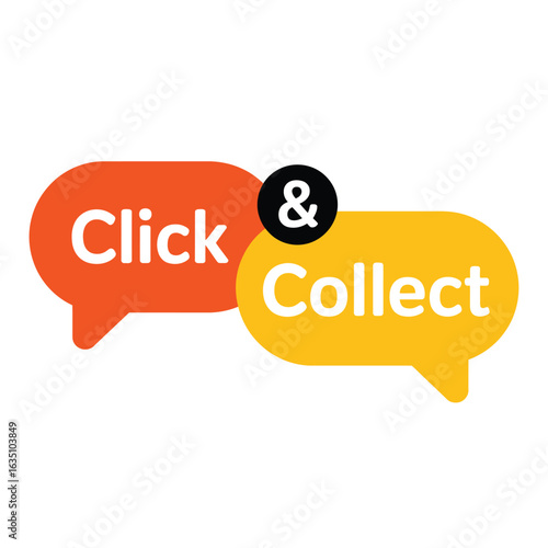 Click and collect service icon with speech bubbles and ampersand