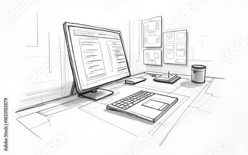 Website designer Creative planning application developer development draft sketch drawing template layout prototype framework wireframe design studio . User experience concept . High quality